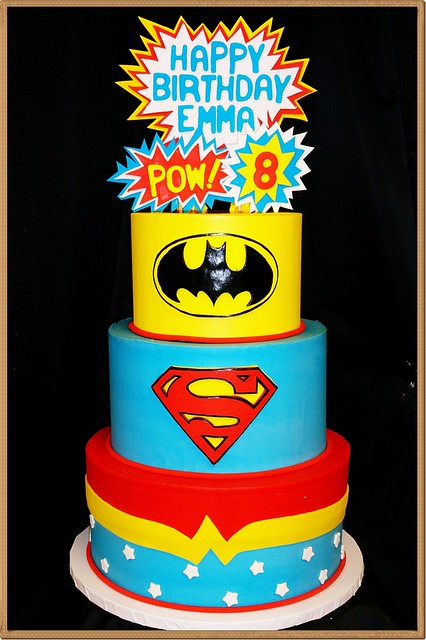 Super Hero Themed Multi-Tier Birthday Cake