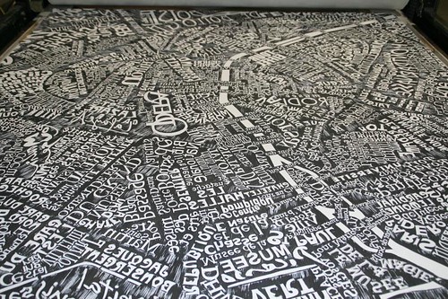 Paris Map Linocut Snow White