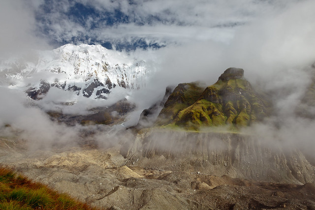 Annapurna I (8091m) shrouded in clouds