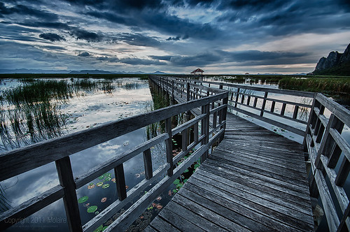 bridge sunset lake landscape thailand swamp hdr d90 sigma1020