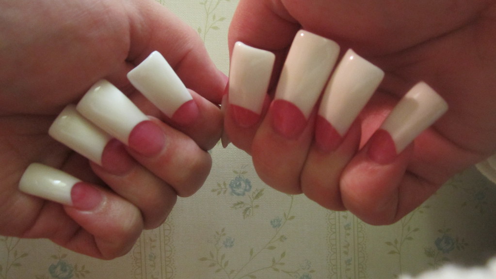Pink & White Acrylic Nails 01-18-2012 | Kept the long length… | Flickr