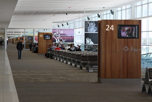 Looking along the departure gate lounges at Adelaide Airport