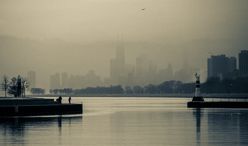 chicago sunrise illinois fishing lakefront winter2012