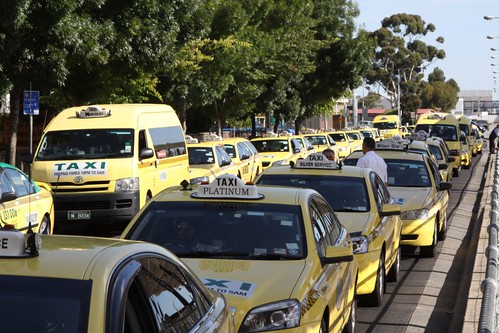 Queue of taxis at Melbourne Airport