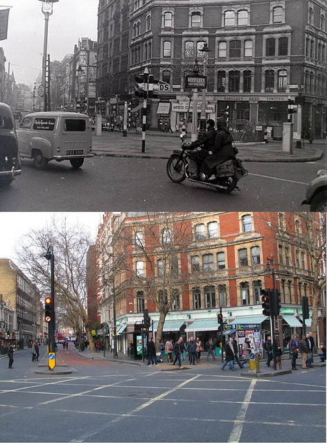 284-Charing Cross Road, Cambridge Circus 1955 and 2012