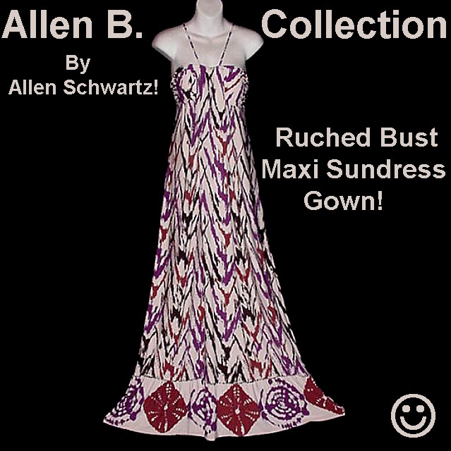 Allen B Schwartz Floor Length Gown in a Gorgeous Print and Super Glam yet Casual Design! ABS Spring-Summer Dress!