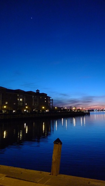 Evening star over pier