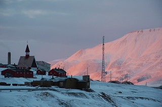 sunset over Longyearbyen