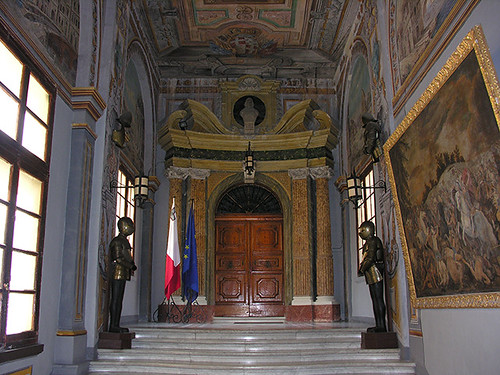 The Palace corridor leading into the State Rooms, The Palace, Valletta