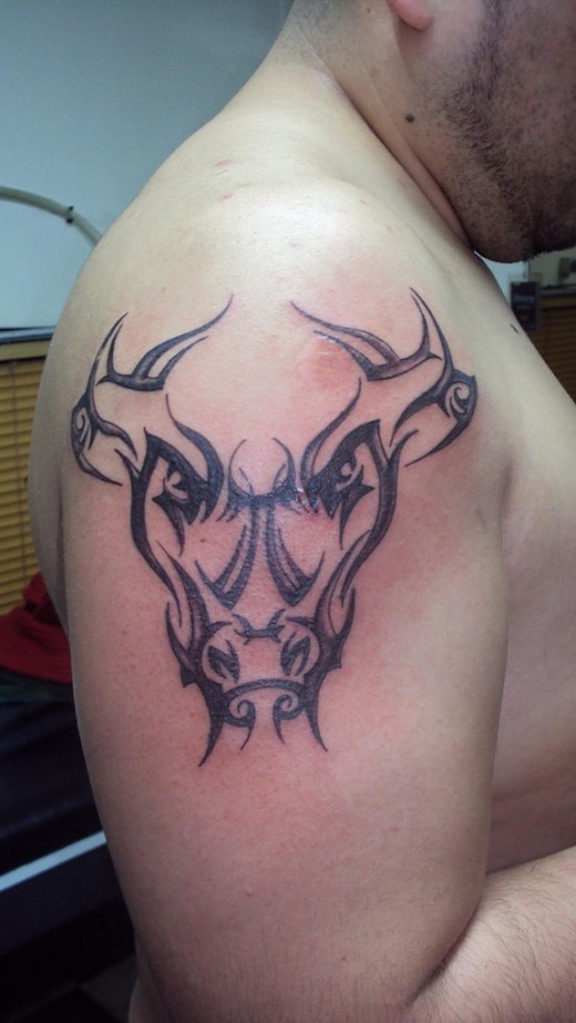 Bulls head tattoo design Royalty Free Vector Image