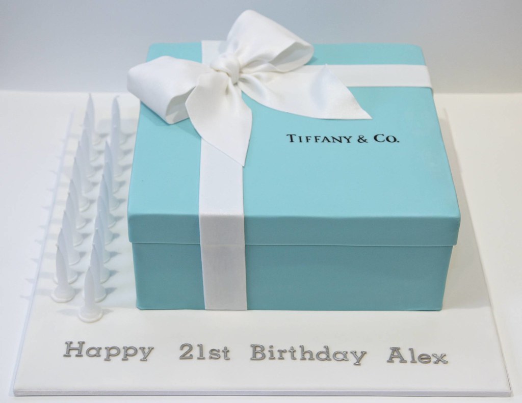 Tiffany & Co gift box cake, My first Tiffany's box. Kinda s…