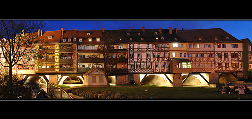 panorama night nacht erfurt krämerbrücke hugin