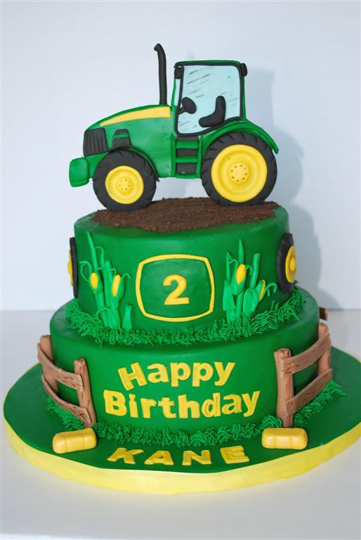 John Deere Theme Cake Fondant Tractor In 2d For Cake Toppe Flickr