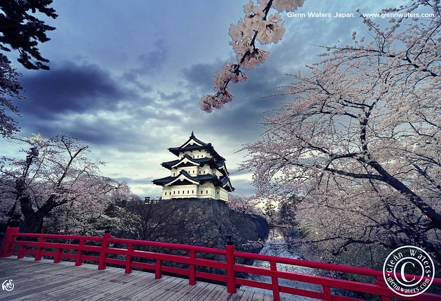 Castle In Spring.  (Hirosaki Japan). © Glenn Waters.  .
