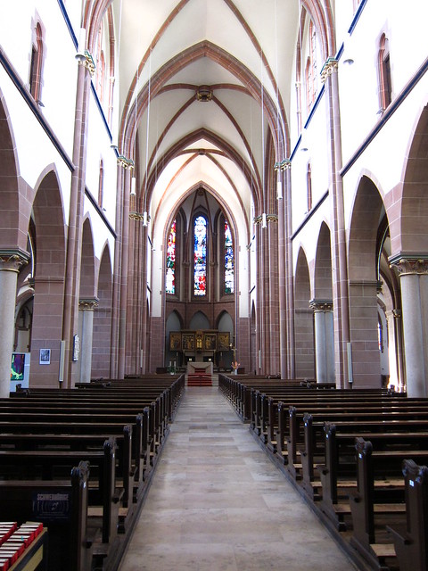 Freiburg, the Catholic Sacred Heart Church, inside