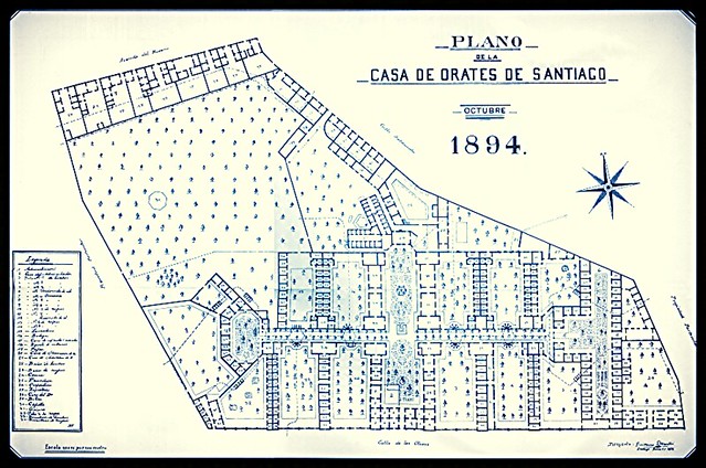 1894 Plano de La Casa de Orates de Santiago, en la calle Los Olivos