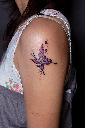 蝶 バタフライ Tattoo タトゥー 刺青 ジャパニーズ ワンポイント トライバル カラーにブラック グレー等な Flickr