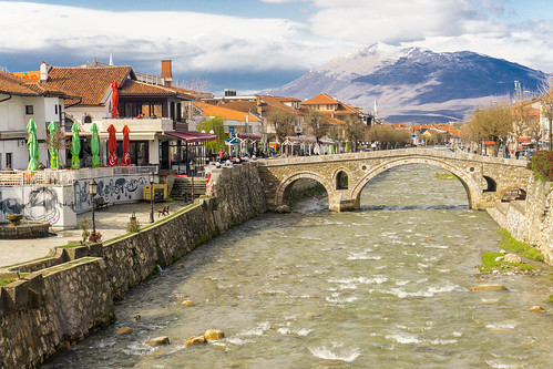 old city bridge blue roof sky house mountain mountains building heritage history tourism water stone architecture river square landscape religious town europe flickr cityscape view symbol islam traditional religion scenic culture august landmark mosque medieval historic prizren kosovo 29 tradition easterneurope cultural cityline 2016