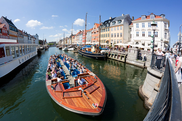 Fisheye and tour boat in Nyhavn #3