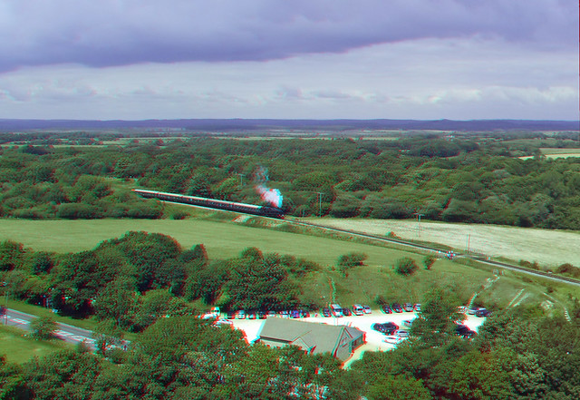Corfe Castle in anaglyph 3D red blue glasses to view