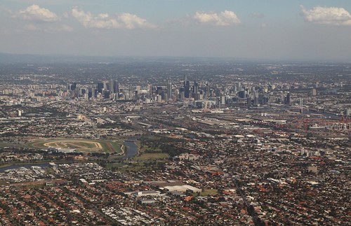 Looking east over Footscray towards the Melbourne CBD