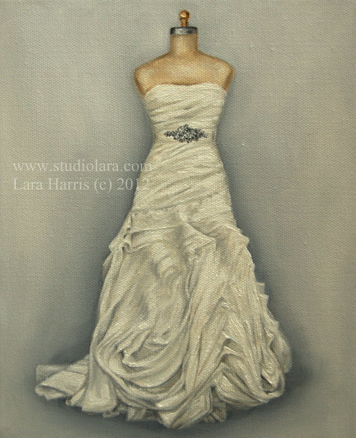 Wedding Dress Painting in OIL by Lara Harris