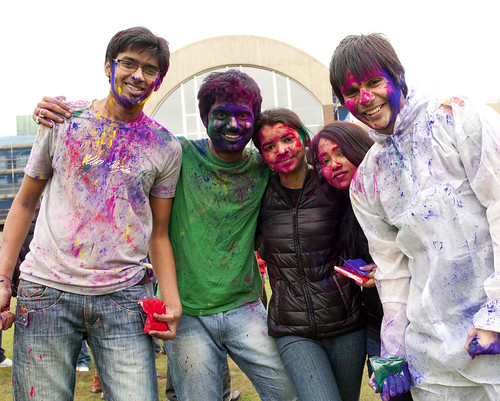Students at Holi on campus