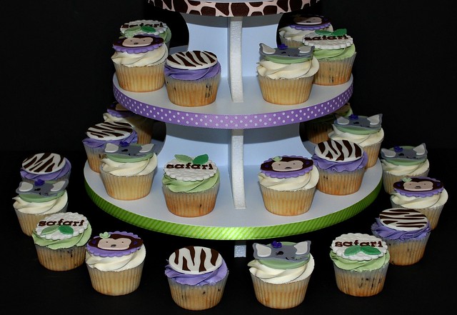 Purple Safari Cupcake Tower