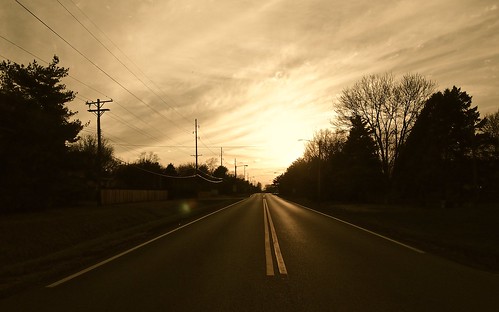road sunset sky evening
