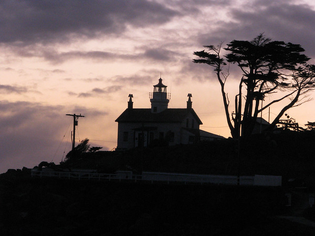 Battery Point Lighthouse in silhouette