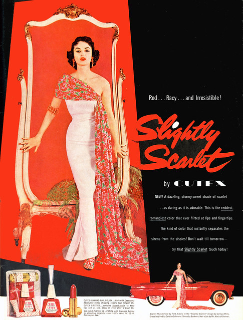SLIGHTLY SCARLET Vintage CUTEX Ad (1955)