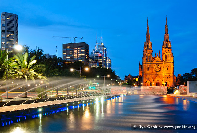 St. Mary's Cathedral at Night, Sydney, NSW, Australia