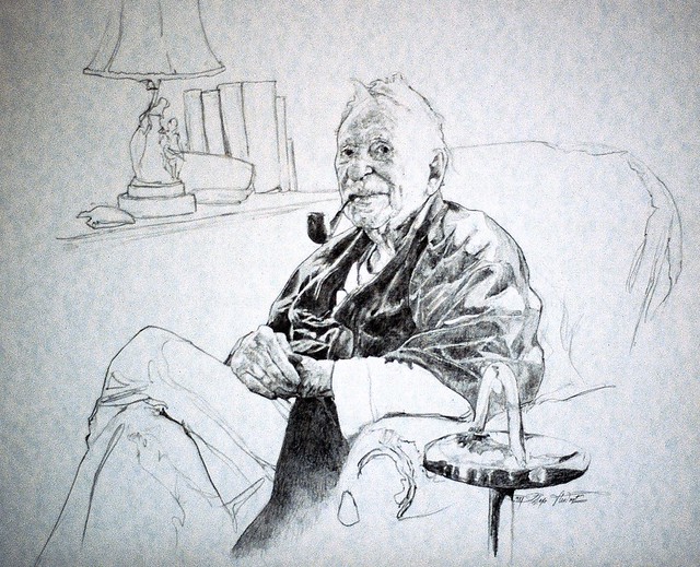 Kenneth Miner, pencil portrait on parchment - Rex Stewart