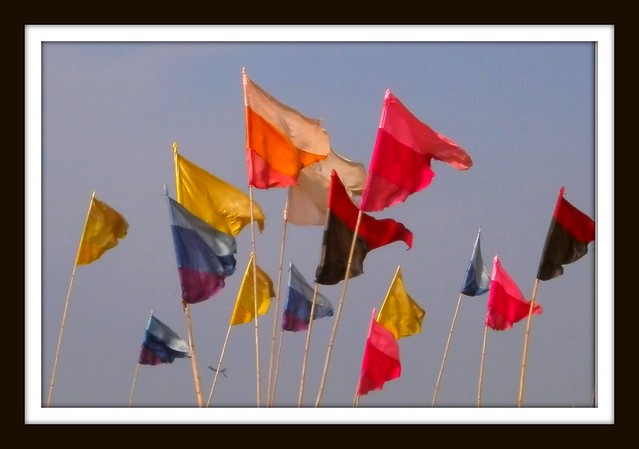 Flags on the beach @ Pete's shack in Candolim, Goa