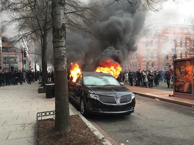 limo in flames on K St