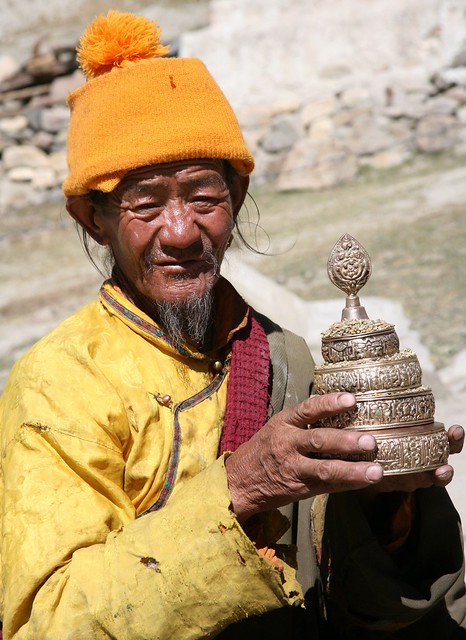 Tibetan Holy Man Blessing Barley Harvest Portraits of Old Age on my Travels Far Western Tibet
