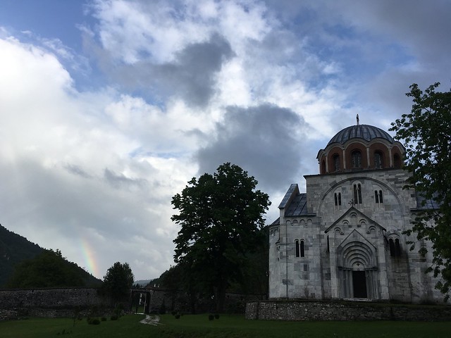 Studenica Monastery and rainbow, near Kraljevo, Serbia