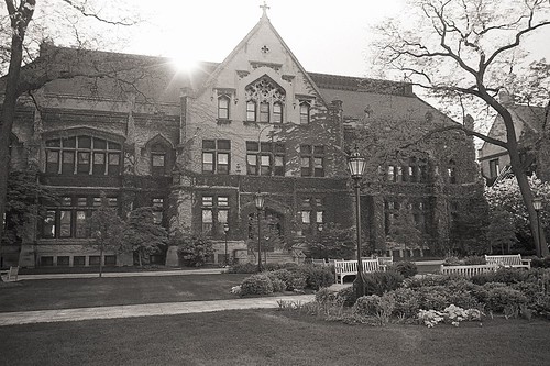 Sunset Over Haskell Hall, University of Chicago by rnx070, Leica M2, 28 Elmarit, 1/60 @f4 orange filter. Tri-X @ 250. Rodinal 100:1, 15 min, 68º.pulled