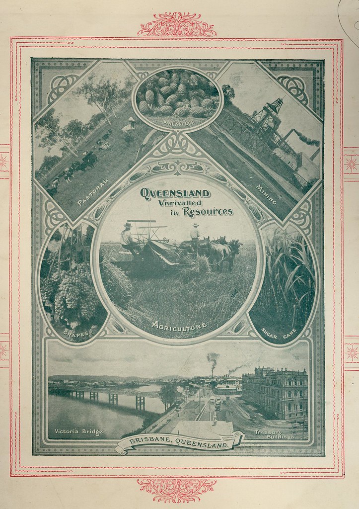 Inside cover of 1907 album of photographs taken in central Queensland, Australia