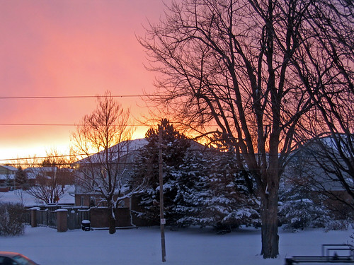 Behold! by sishere, A sunset from my windowwinter sunset snow