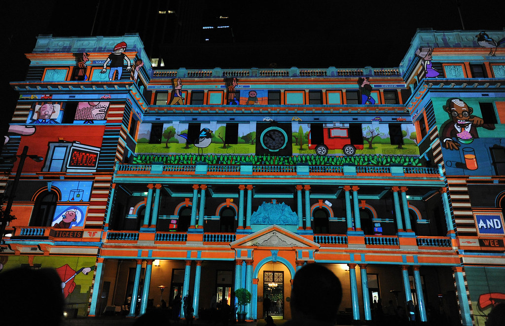 light projections on customs house