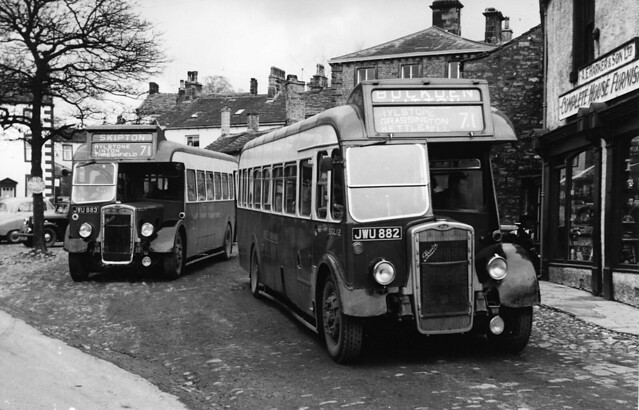 West Yorkshire Bristol LL5Gs  JWU 882 & JWU 883 in Grassington Square in the 1950s
