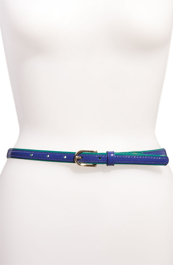 Vince Camuto 'Logo Crest' Color Piping Leather Belt blue | Flickr