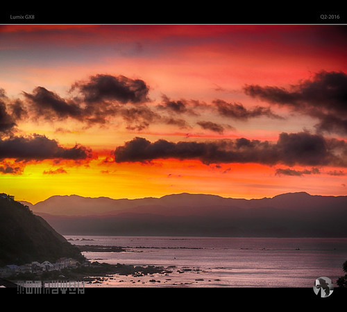 ocean morning red sky sun water clouds sunrise lumix coast coastal gx8 tomraven aravenimage q22016