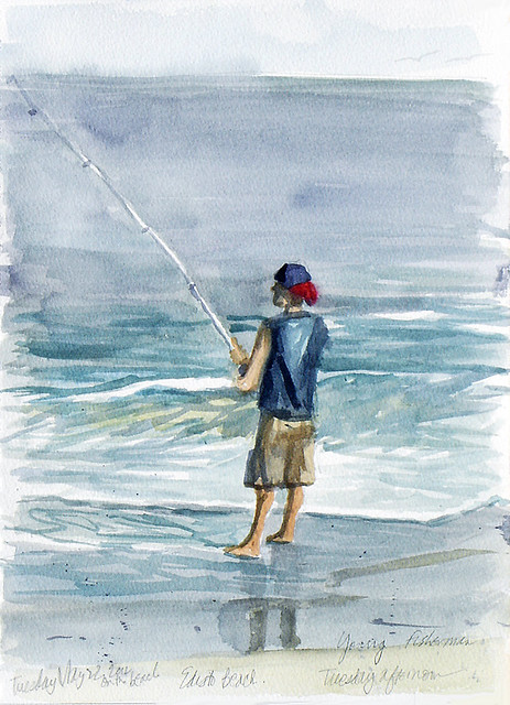 Young Man Fishing on Edisto Beach