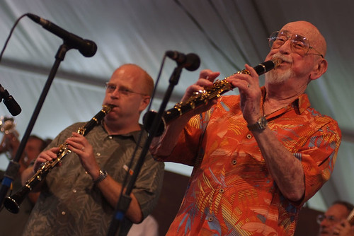 Pete Fountain and Tim Laughlin at Jazz Fest 2009. Photo Leon Morris.