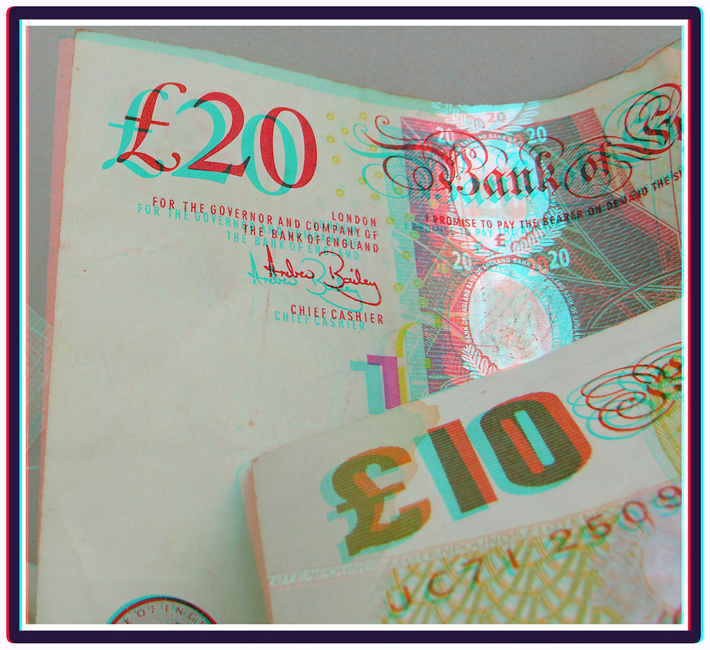 Money  3D anaglyph red blue (or cyan ) glasses to view