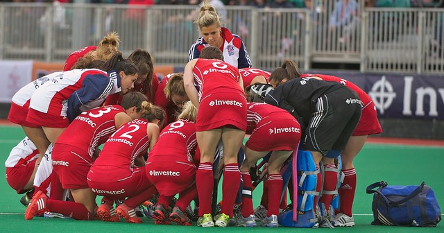 Great Britain Ladies Huddle before the start
