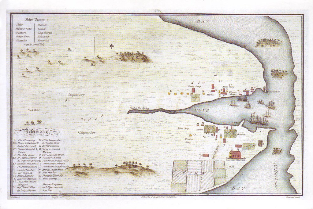 Port Jackson and Sydney Cove Map, 1788, Australia.