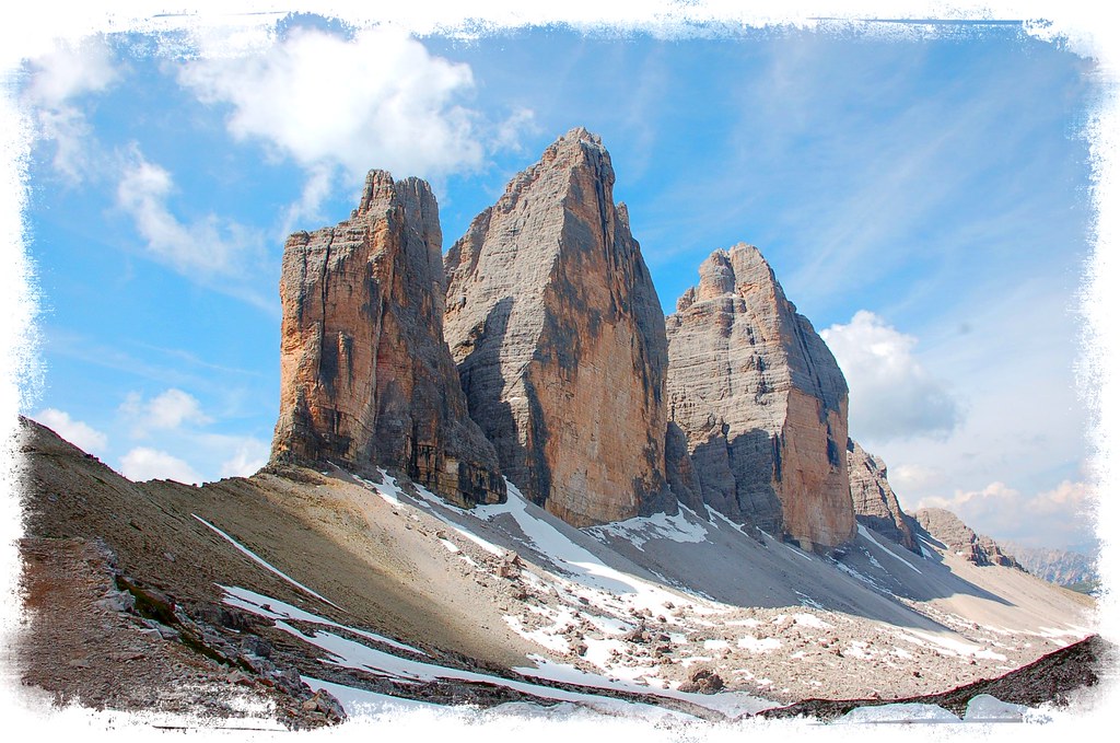 The three peaks of Lavaredo mountains - Dolomites Moutains - Italy - Classified by UNESCO, as world heritage